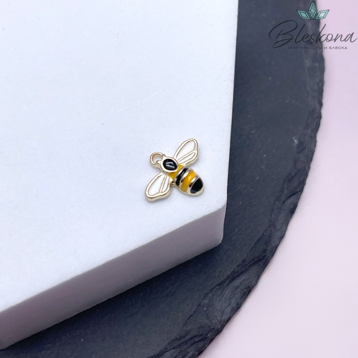 11*13,8 мм Цвет золото, Подвеска пчелка эмаль 