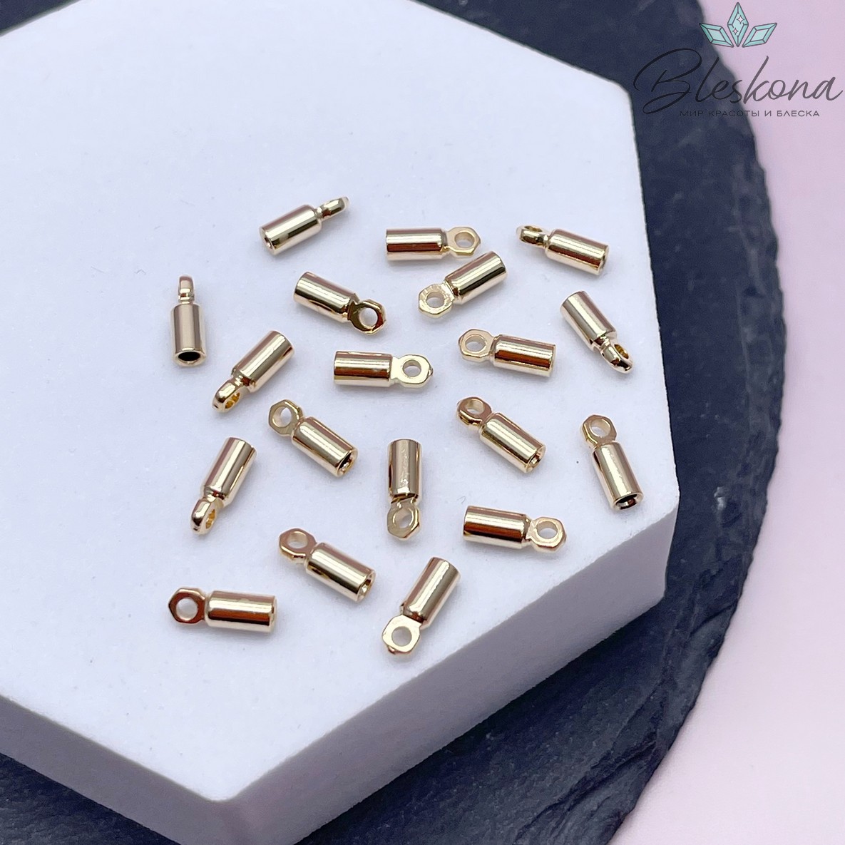 8,7*3 мм Цвет золото, Концевик для шнура гладкий