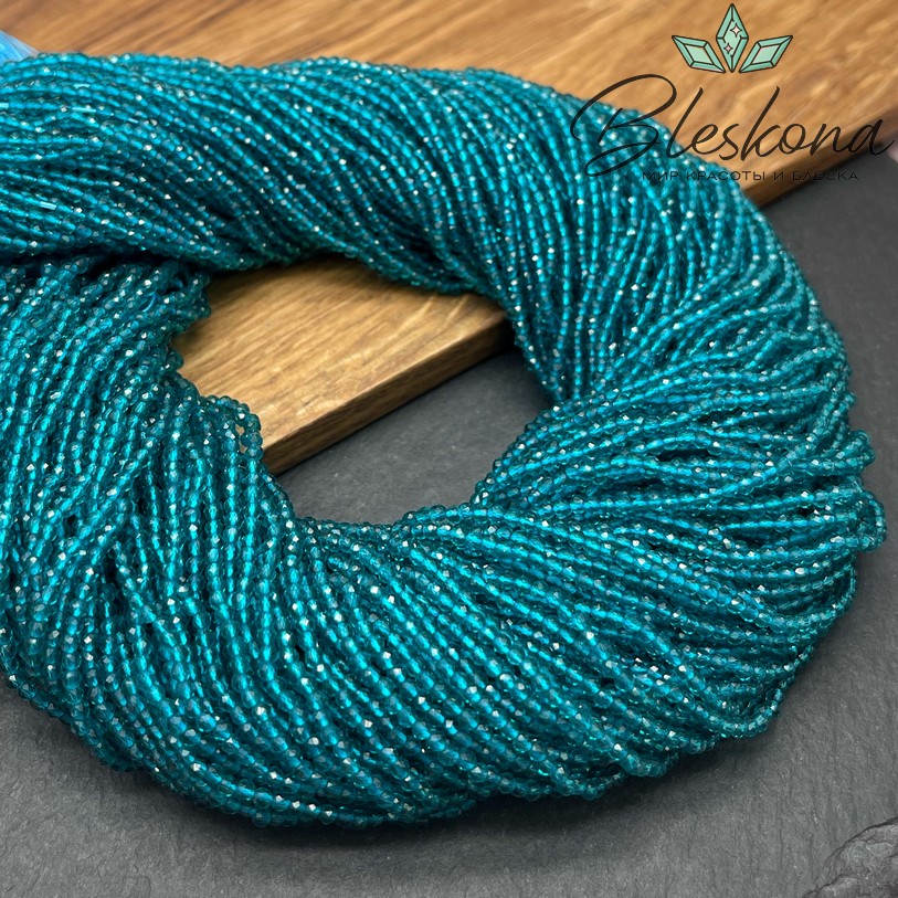 2 мм Бусины стекло темно-бирюзовое алмазная огранка