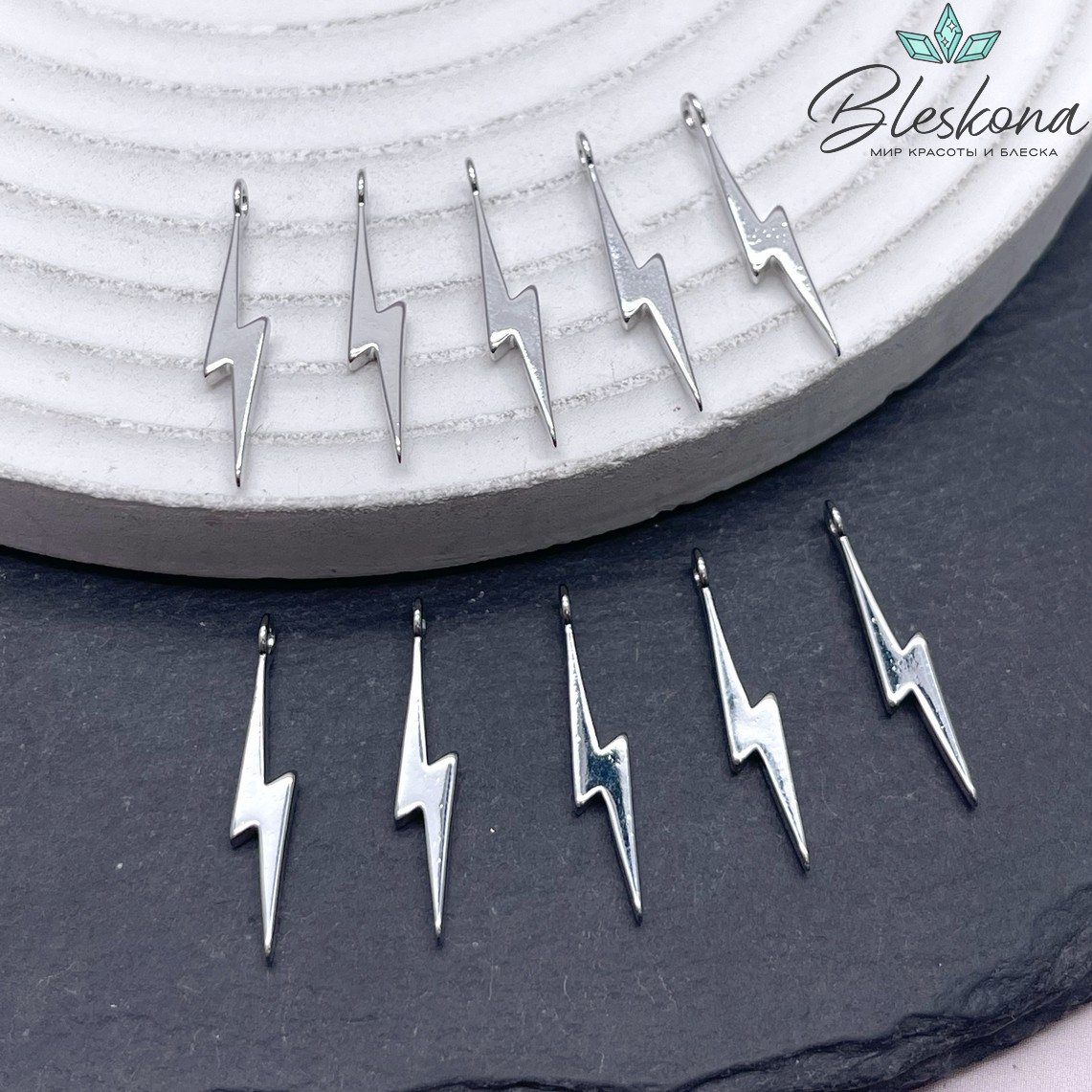 21,8*3,5 мм Цвет серебро, Подвеска молния гладкая 