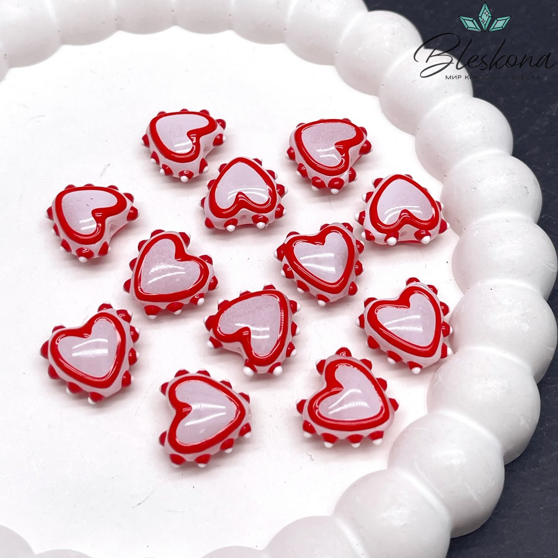 15*16 мм Бусина сердце белое