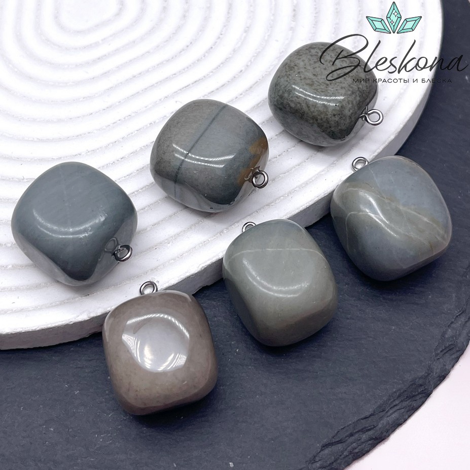 (25-27)*(16-22) мм Цвет серебро, Подвеска фриформ Яшма 