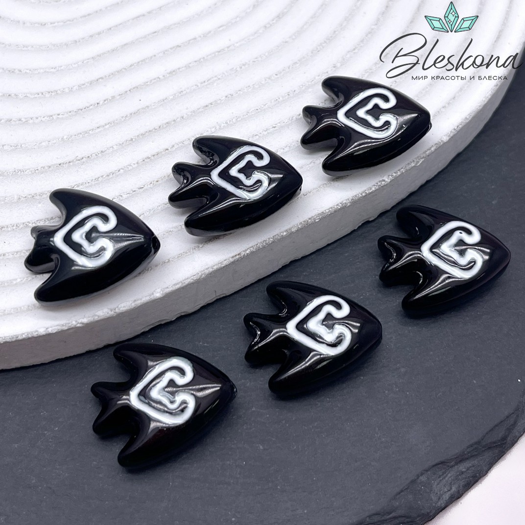 19,5*22 мм Бусина Рыбка черная