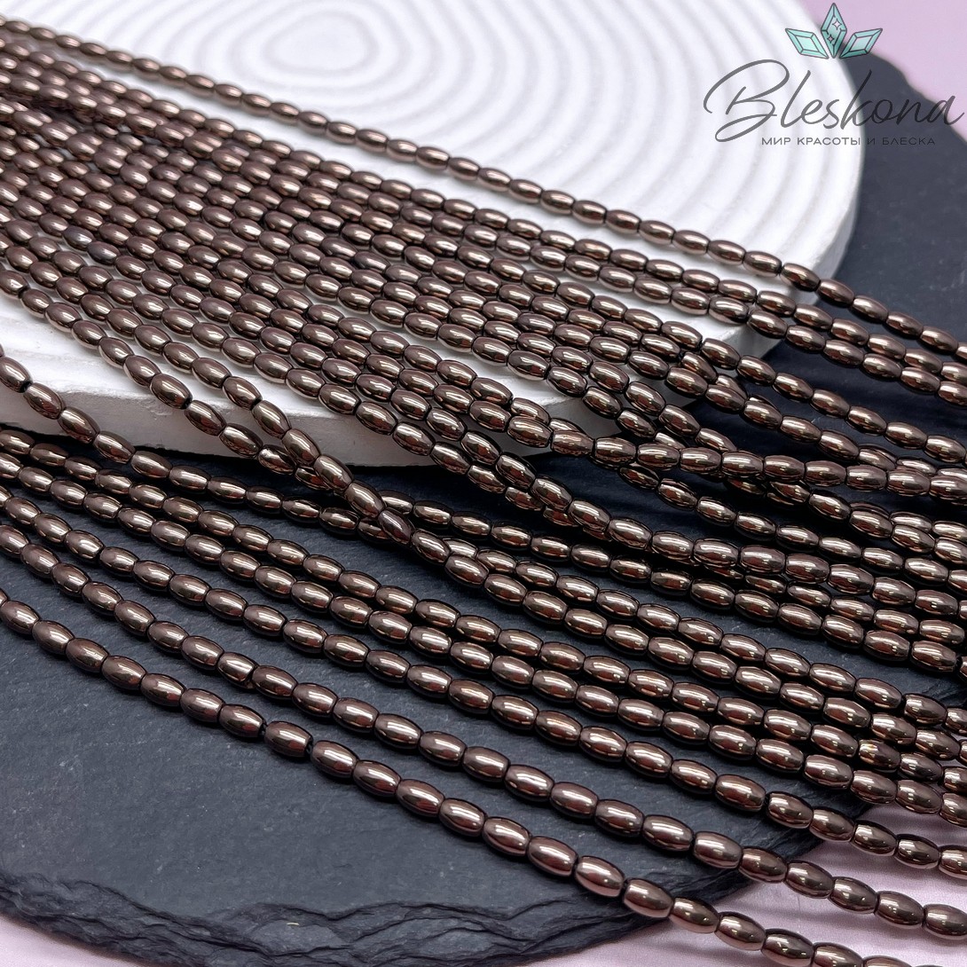 5*3 мм Гематин имитация, Рис коричневый (шоколадный)