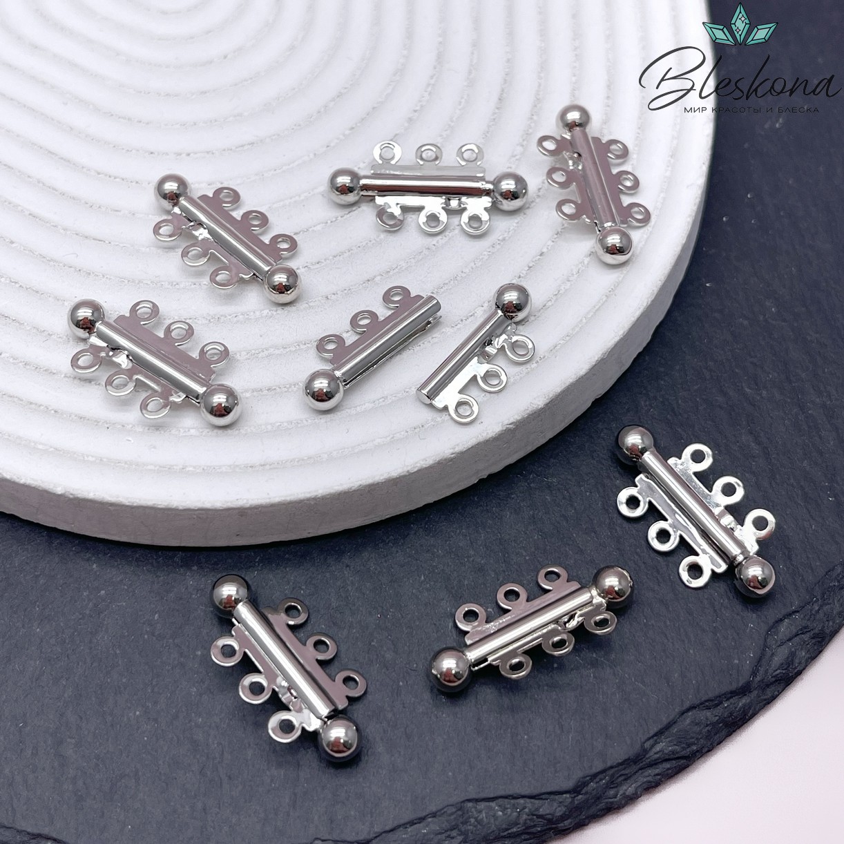 25*13 мм Цвет серебро, Замок защелка 3 ряда