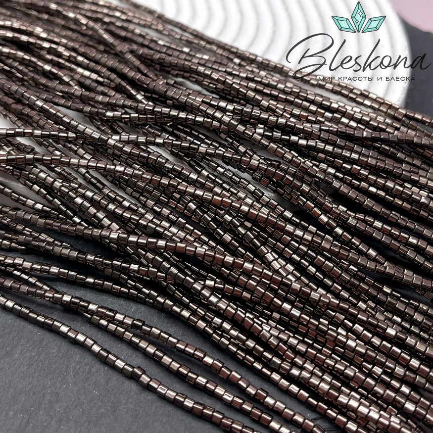 2 мм Гематин имитация, цвет коричневый №1 (шоколадный), куб мягкие грани