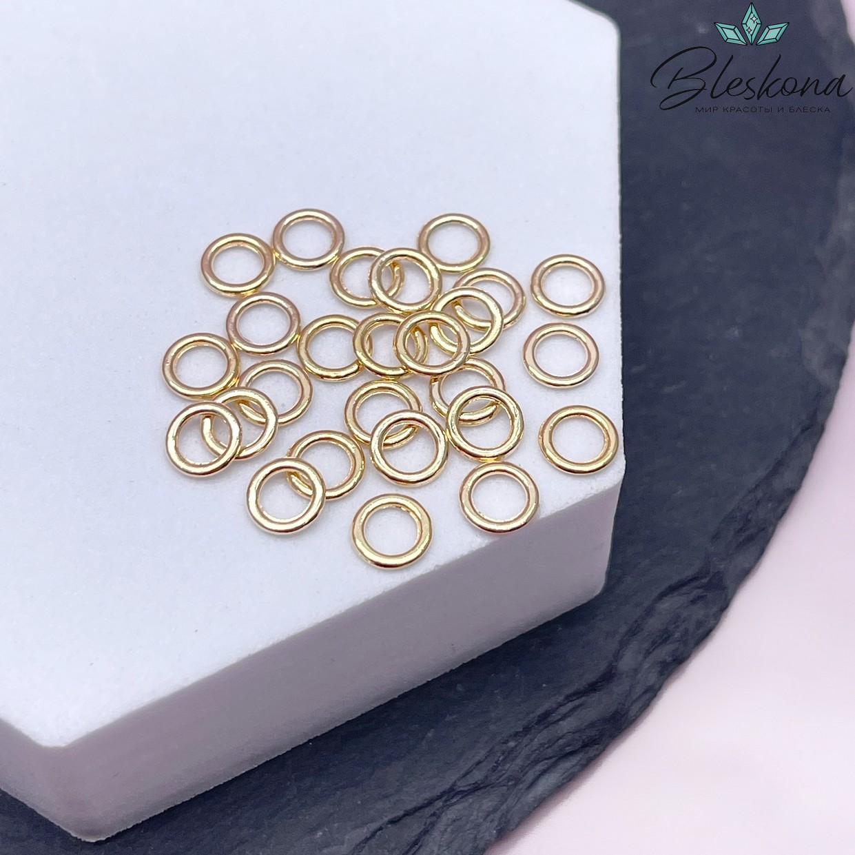6*0,8 мм Колечки неразъемные, цвет золото  уп. 1гр. 