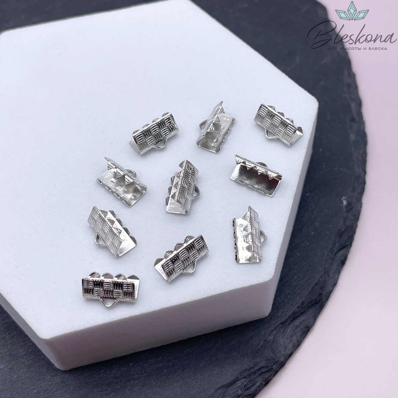 10*7 мм Цвет серебро, Зажим-Концевик для шнура