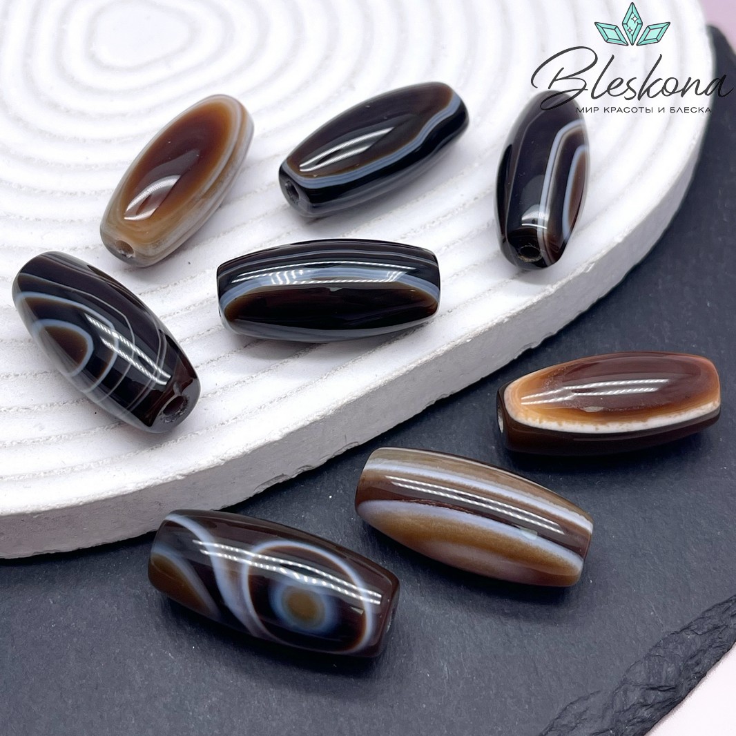 Дзи природная коричневая из агата 29*13 мм 