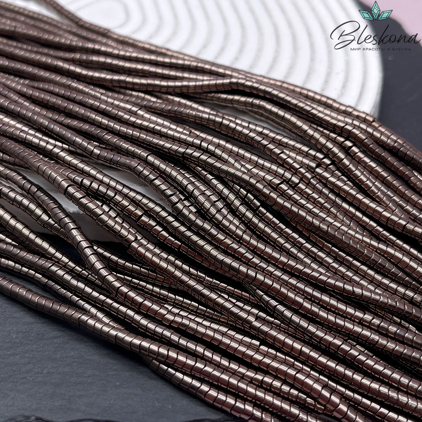 3*2 мм Гематин имитация, цвет коричневый №1 (шоколадный), диски волнистые