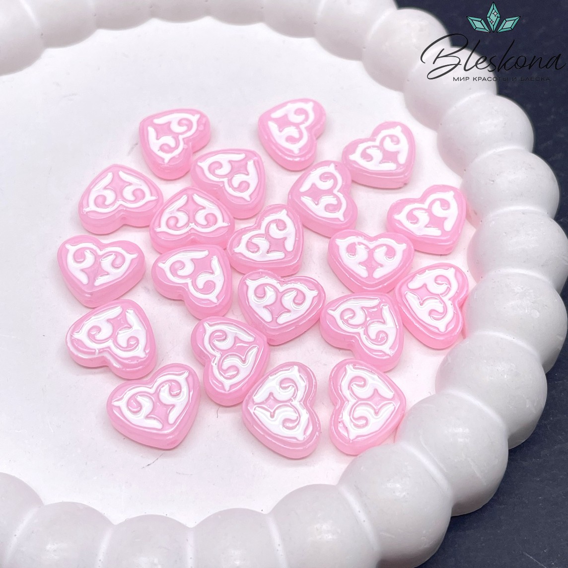 12*15 мм Бусина сердце розовое