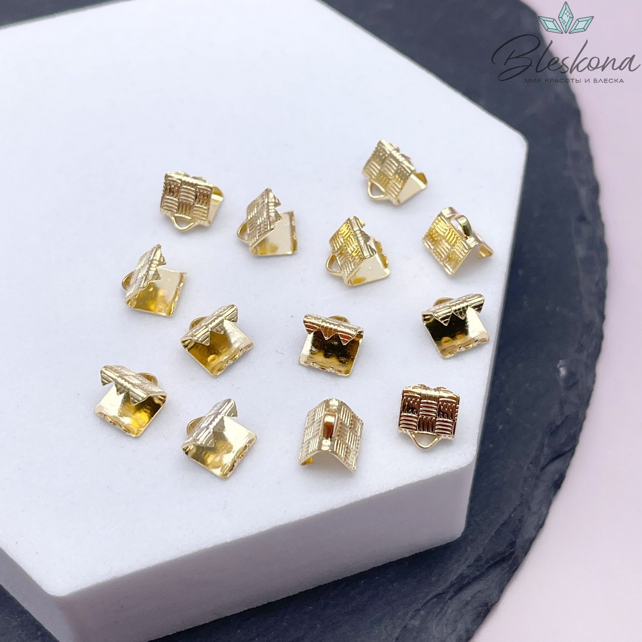 6*7 мм Цвет золото, Зажим-Концевик для шнура 