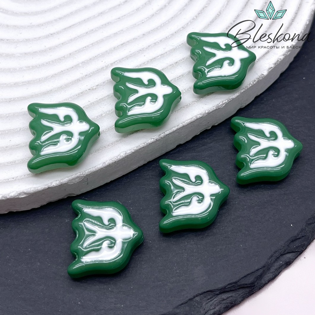 20*19 мм Бусина Ласточка зеленая