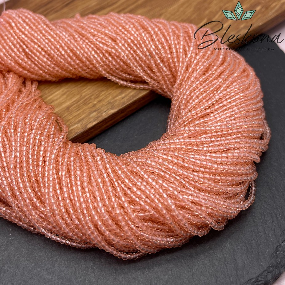 2 мм Бусины стекло розовое алмазная огранка