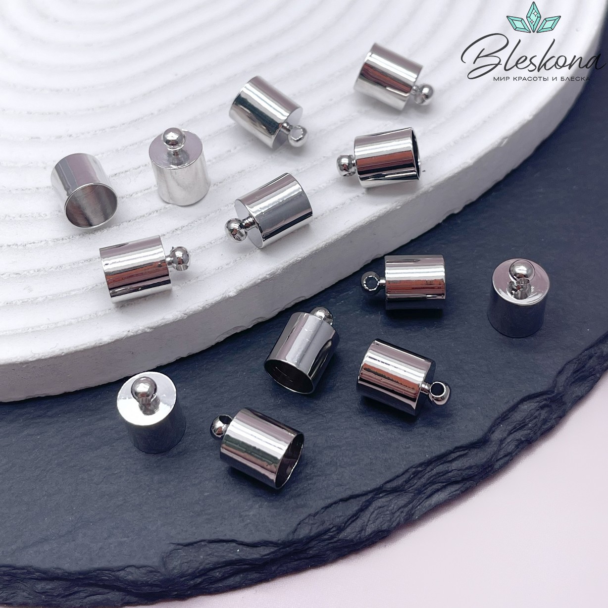 12*8 мм Цвет серебро, Концевик гладкий