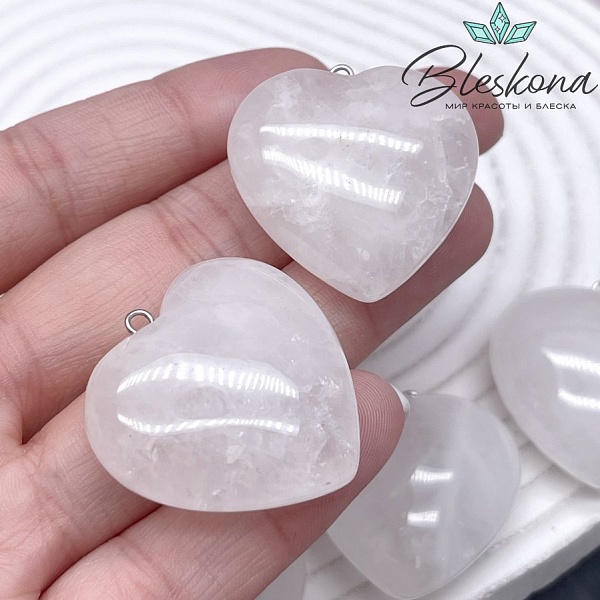 31*30 мм цвет серебро, Подвеска Сердце Горный хрусталь