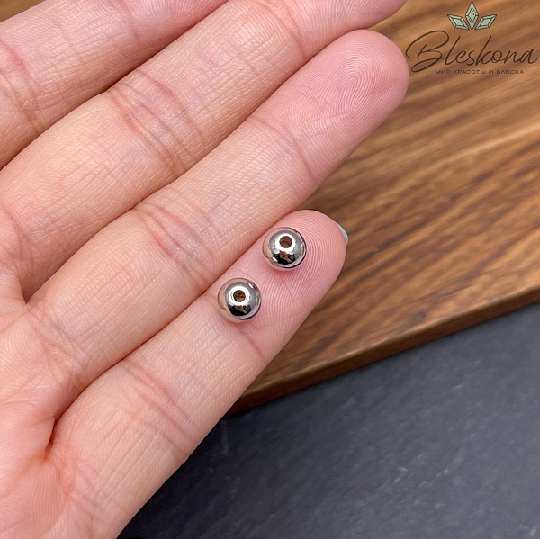 6 мм Цвет серебро, Бусина гладкая уп. 10 шт. 