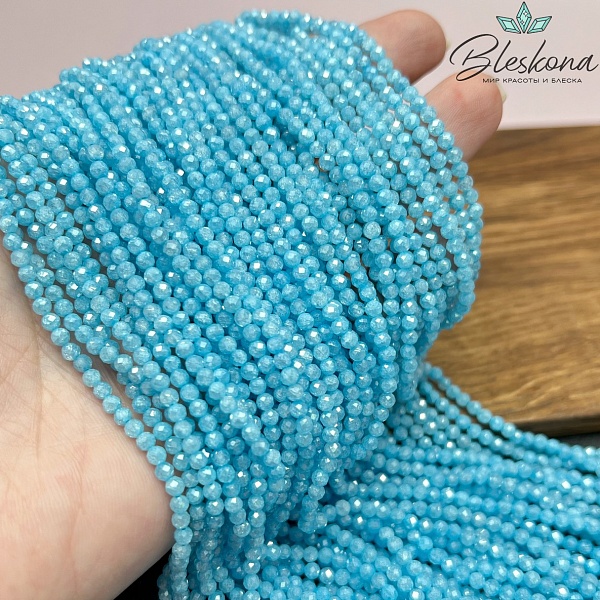 Циркон Glow ярко-голубой огранка 3 мм (кубический цирконий, фианит) 