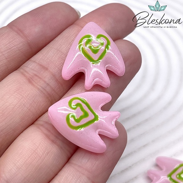 19,5*22 мм Бусина Рыбка розовая