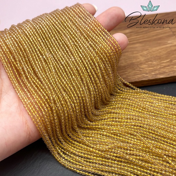 2 мм Бусины стекло бежевое алмазная огранка