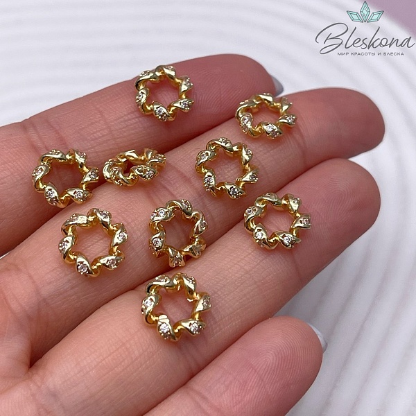 10*3 мм Цвет золото, Бусина-разделитель венок цирконы 