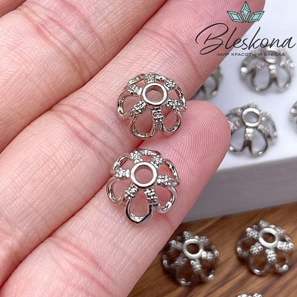 11*6 мм Цвет серебро, Шапочка цветок гладкий 