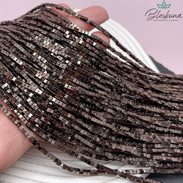 2 мм Гематин имитация куб песочные часы, цвет коричневый №1 (шоколадный)