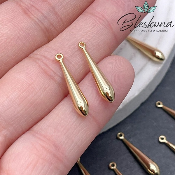 20*4 мм Цвет золото, Подвеска капля заостренная
