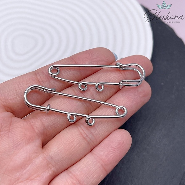 5 см, Цвет серебро, Основа булавка 2 кольца 