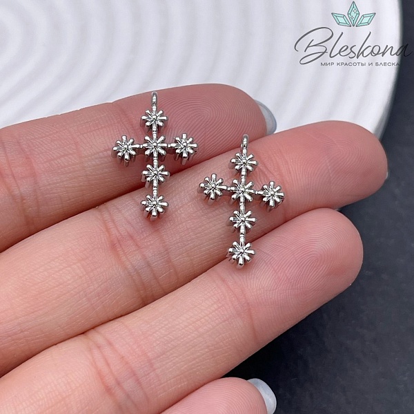 21*13,5 мм, цвет серебро, Подвеска крест 