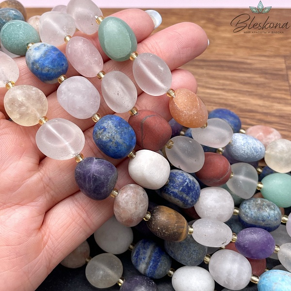 Микс из натуральных камней, галтовка (12,5-13)*(15-17) мм