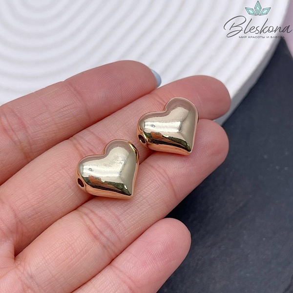 15*16,5, цвет золото, Бусина сердце гладкое 