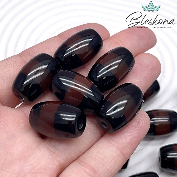 Дзи природная черно-коричневая из агата 21*14 мм 