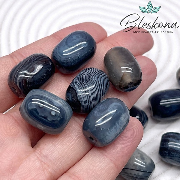 Дзи природная серая из агата 17,5*13,3 мм 