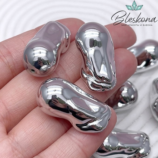 30*15,5 мм Цвет серебро, Бусина фриформ