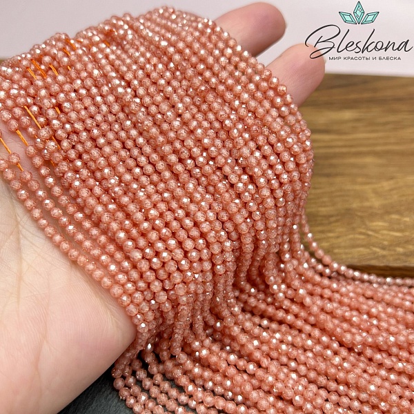 Циркон Glow персиковый огранка 3 мм (кубический цирконий, фианит) 