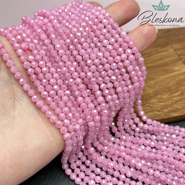 Циркон Glow розовый огранка 4 мм (кубический цирконий, фианит) 