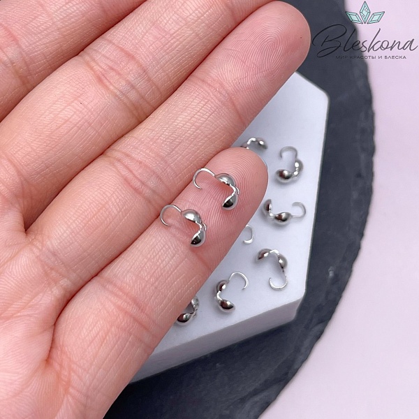 7*4 мм Цвет серебро, Каллоты уп. 20 шт.