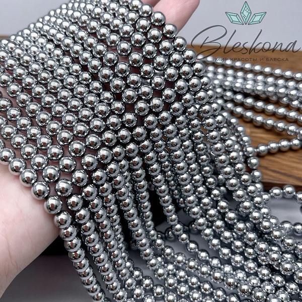 6 мм Гематин имитация, цвет темное серебро 