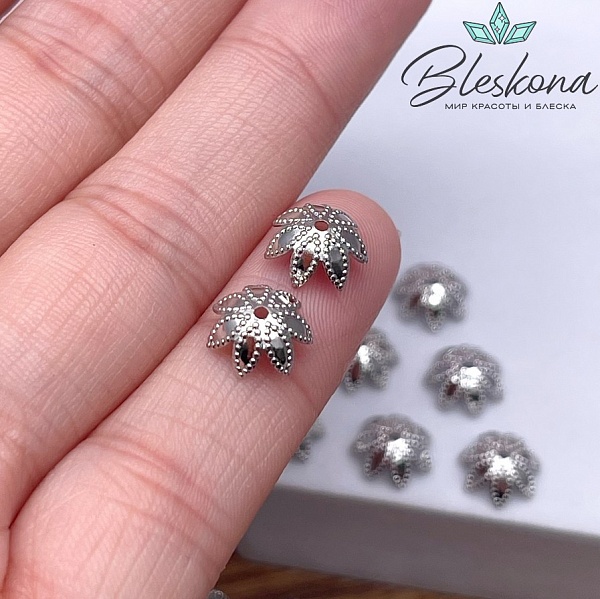 8,7 мм Цвет серебро, Шапочка цветок