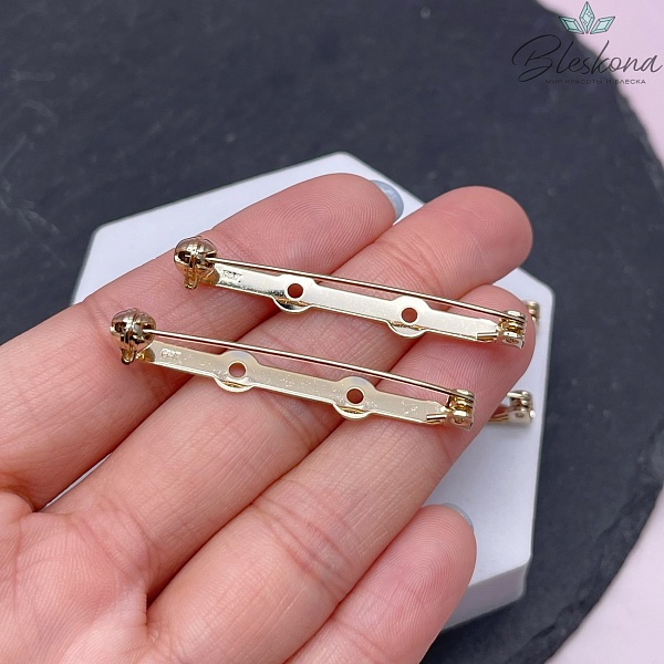 45*6 мм Цвет золото, Японская булавка для броши с фиксатором 