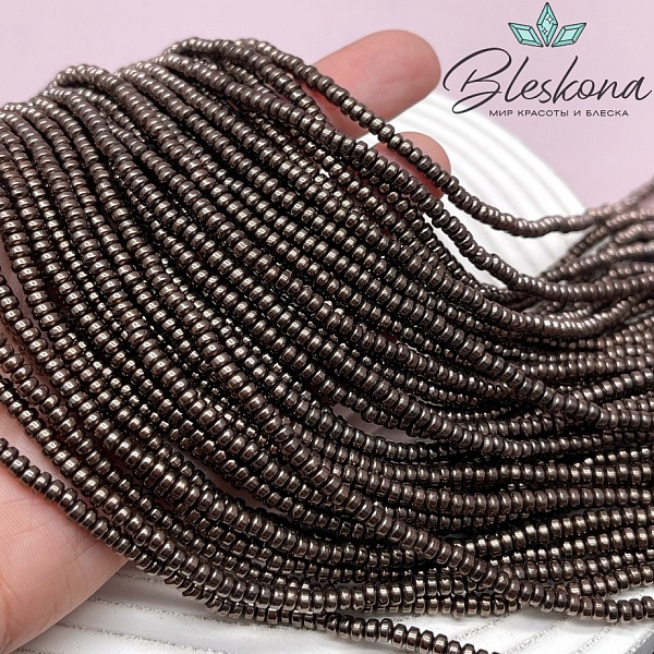 3*2 мм Гематин рондель №1, цвет коричневый №1 (шоколадный)