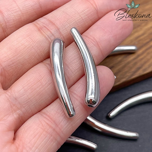 34*6 мм Бусина трубочка, Цвет серебро 