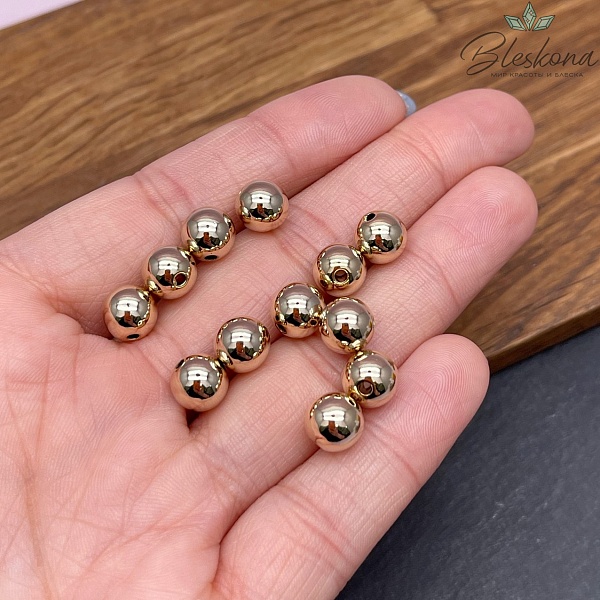 8 мм Цвет золото, Бусина гладкая уп. 10 шт. 