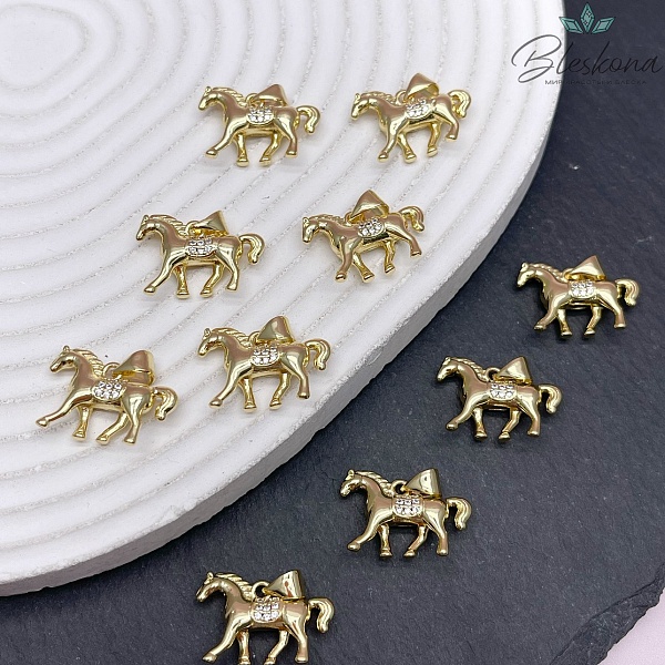 13,5*20 мм Цвет золото, Подвеска  Лошадь с цирконами