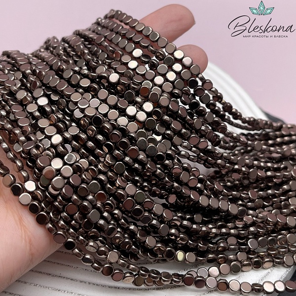 4 мм Гематин круг (таблетка), цвет коричневый №1 (шоколадный)