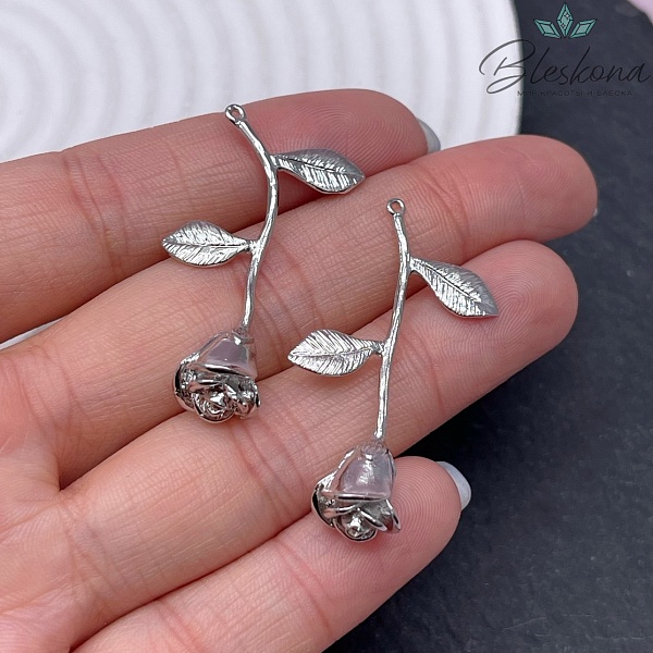 40*9,5 мм, Цвет серебро, Подвеска Роза 