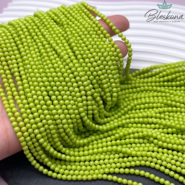Жемчуг Майорка цвет светло-зеленый 3 мм