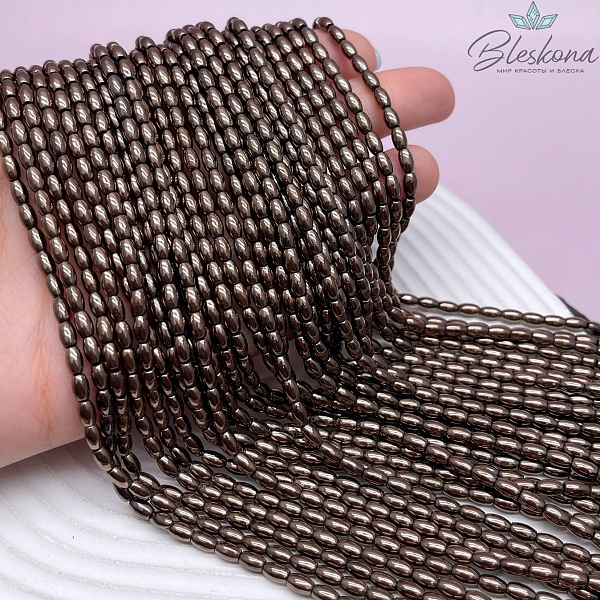 5*3 мм Гематин имитация, Рис коричневый (шоколадный)