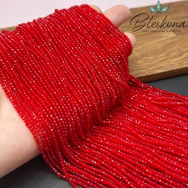 2 мм Бусины стекло алое алмазная огранка